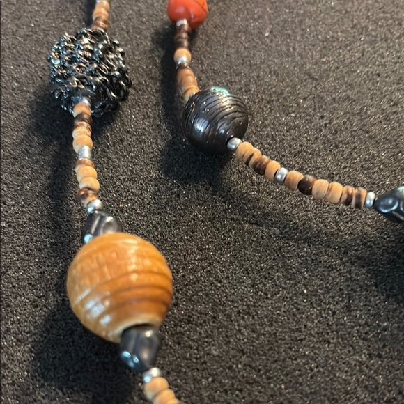 Premier Designs Gold and Black Necklace with Asymmetrical Beads - Picture 2 of 3